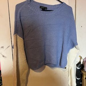 Blue and white crop top sweater